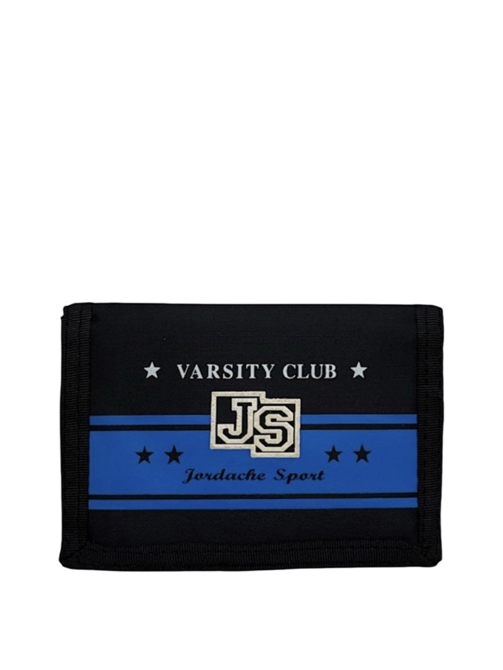 JORDACHE - BLACK BLUE NYLON SPORT VARSITY CLUB TRIFOLD VELCRO WALLET